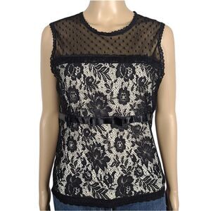 New York & Company Black Lace Sleeveless Top